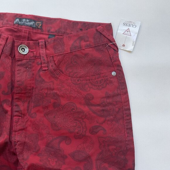 G By Guess Men’s Slim Jogger Twill Pants Red Paisley Print Size 28 - Picture 11 of 12